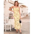 thumbnail image 5 of Merokeety Womens Summer Dresses Floral Spaghetti Deep V Neck Backless Asymmetric Maxi Dress Yellow s, 5 of 8