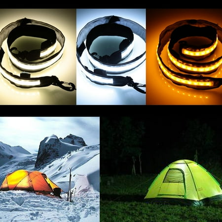 LED Outdoor Camping Tent Flexible Strip Light Dimmer Switch Portable Dual Colors (Cold white & Amber ) IP65 Hang Up for RV Caravan Awning Camper Trailer 1.2Meter with Insect Repellent (Best Way To Hang Outdoor String Lights)