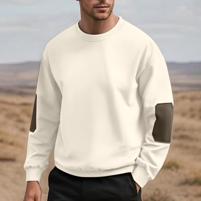 pstuiky camisa de manga larga para hombre, Sudadera con capucha y cuello redondo de manga larga con bloques de color para hombre Tops de hombre xl