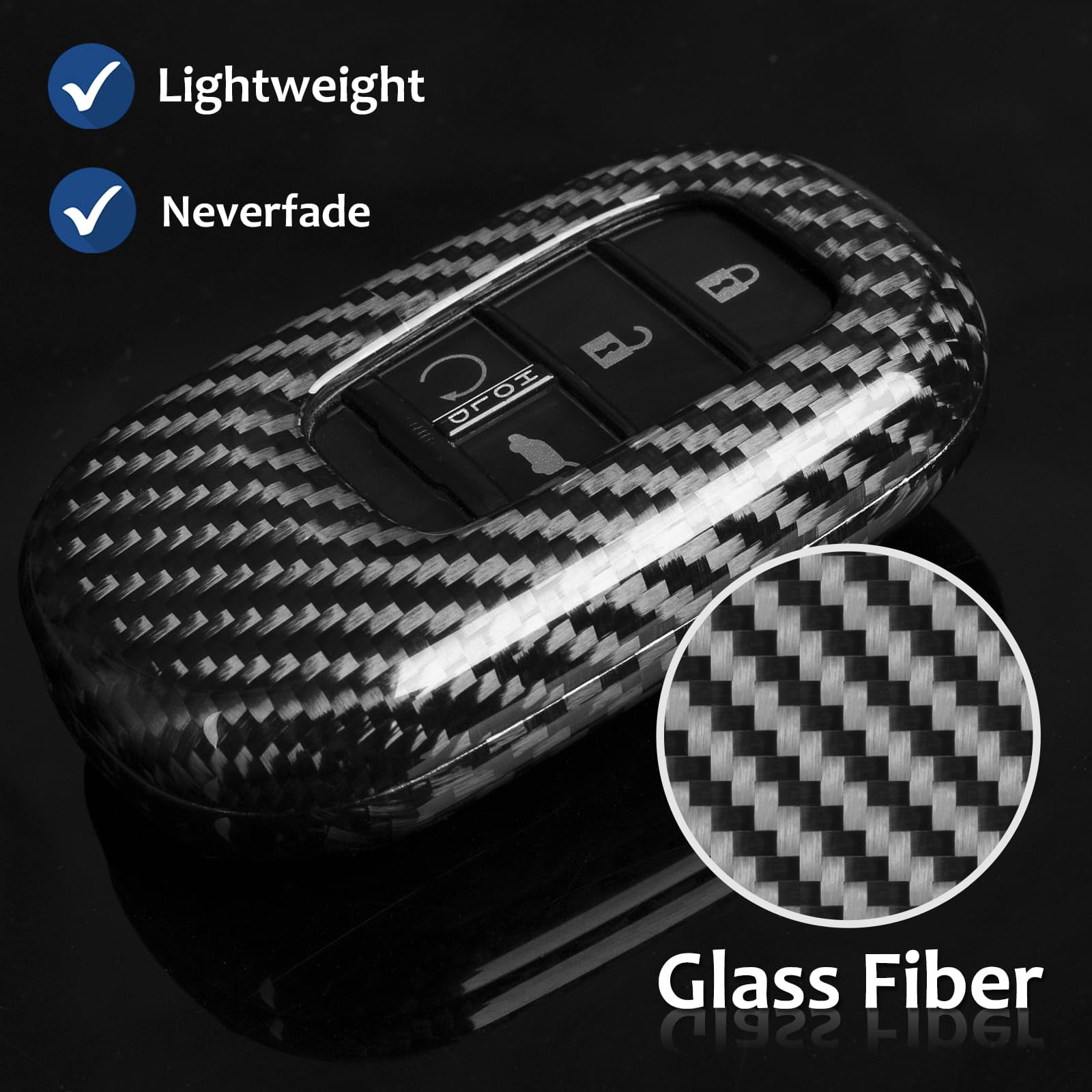 Key Fob Cover Compatible with Honda,Real Carbon Fiber Key Fob Case fits for Honda Civic Type R Key Shell fits for Accord Civic HR-V CR-V Pilot Sport SI EX EX-L Accessories 2023 2024