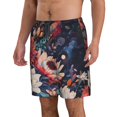 thumbnail image 2 of Rocae Colorful Flower Peacock for Men's Beach Shorts Casual Elastic Waist Drawstring Summer Beach Shorts,S-3XL-X-Large, 2 of 6
