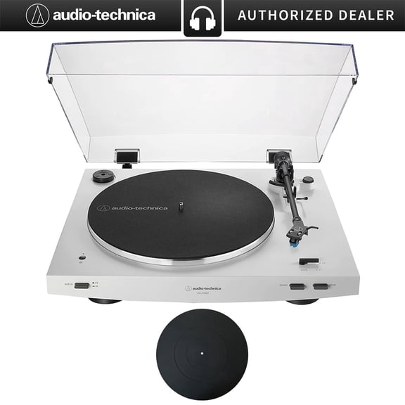 Audio-Technica AT-LP3XBT-WH Fully Automatic Wireless Belt-drive Turntable - White Bundle with Deco Gear 12" Silicone Rubber Turntable Platter Mat