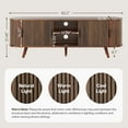 thumbnail image 5 of 62" Fluted TV Stand, Mid Century Modern TV Stand for TVs up to 70", Entertainment Center with Storage, Sliding Doors, Adjustable Shelf, Wood Media Console for Living Room, Bedroom, Walnut, 5 of 7