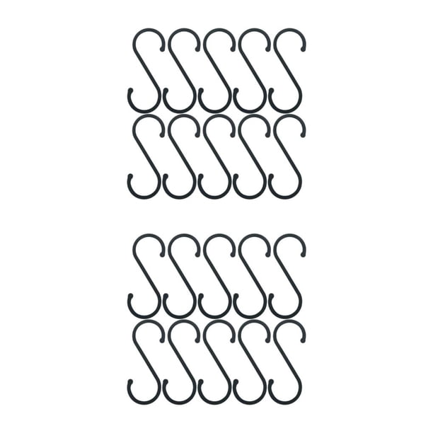 Toystoory 10x ganchos en S multipropósito y fáciles de poner en negro para colgar - Ganchos en S convenientes y duraderos Ganchos en forma de S negro en forma de S 2Conjunto