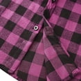 thumbnail image 4 of Men's Loose Fit Plaid Flannel Shacket Drawstring Hood Long Sleeve Button Up Casual Outdoor Shirt Jacket with Pocket Hot Pink S, 4 of 8