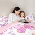 thumbnail image 4 of Homewish Dreamy Butterfly Bedding Comforter Set 7 Pieces for Kids Girls, Chic Floral Flower Full Bedding Set, Cute Pink Purple White Fitted Sheet Flat Sheet, Ultra Soft Home Decor, 4 of 8