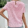 thumbnail image 3 of Womens Trendy Sequin Tops Short Sleeve Shirts Round Neck Pullover Tshirts Glitter Outfit Summer, 3 of 4