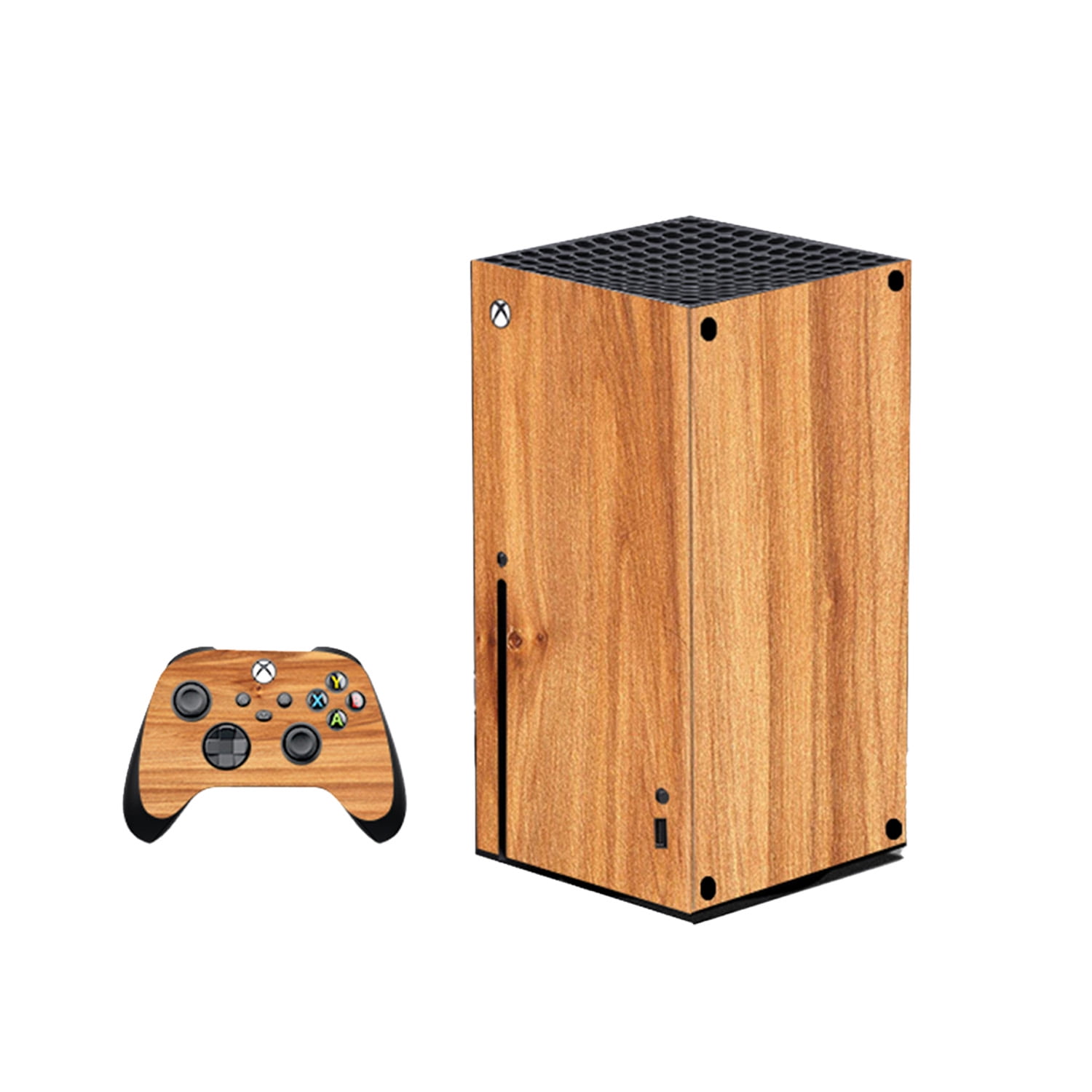 2021 Latest Xbox Gaming Console Black 1TB SSD Bundle with Wireless Controller and Mytrix Technology Full Body Customized Skin Wooden Amber Yellow