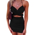 thumbnail image 4 of Cenuakty Women's Summer Sleeveless Solid Color  Dress  Backless Short Ruched Dress Clubwear, 4 of 8