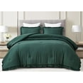 thumbnail image 2 of Chezmoi Collection Nora 3-Piece Emerald Green Ruffled Edge Trim Microfiber Comforter Set, Oversized Queen Size, 2 of 7