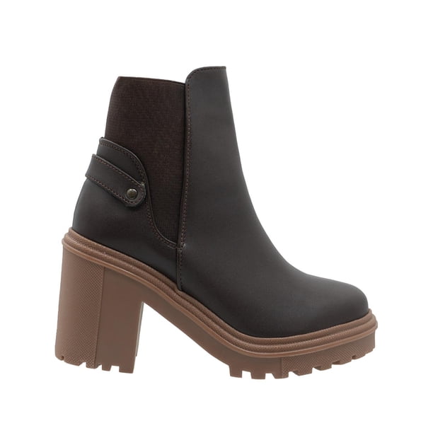 Botin Para Mujer Wildcat® Elegante Tacon Ancho Color Café caqui 24
