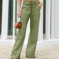 thumbnail image 2 of Wide Leg Pants for Women Trendy Tie High Waisted Straight Leg Long Pants Casual Comfy Lounge Trousers Army Green, 2 of 6