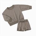 thumbnail image 3 of HFHAPW Toddler Baby Boy Fall Clothes Solid Color Long Sleeve Pullover Sweatshirt Tops Joggers Shorts Set Winter Outfits 0 6 12 18 Months 2T 3T 4T 5T 6T 7T 8T 9T(Coffee,160), 3 of 5