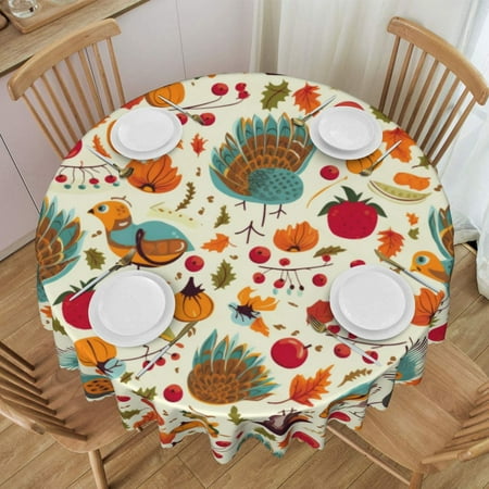 

MDHAND Round Lace Tablecloth 60in Happy Halloween Bats Pattern For Party