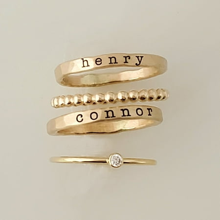 Stacking Name Rings | Stackable Rings | Personalized Jewelry For Mom | Gift for Her | Mom Rings | Jewelry With Names Engraved | 14k Gold
