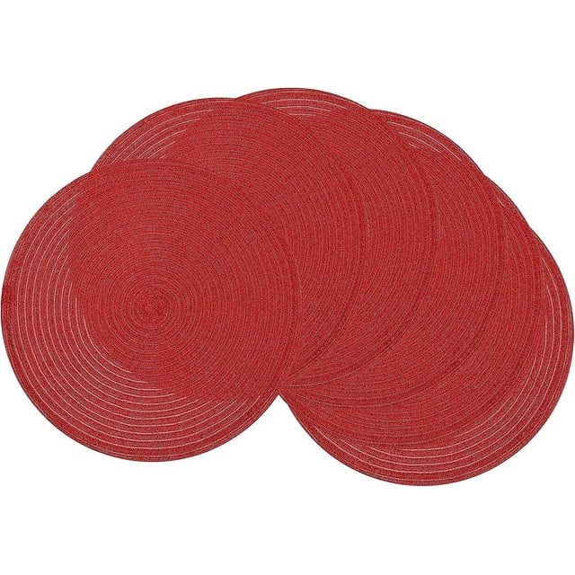 Manteles Individuales De Plástico,Juego De 6 Manteles Individuales Trenzados Redondos,Polipropileno, Lavables, Resistentes Al Calor, para La Cocina, Mesa De Comedor, Fiestas, Bodas