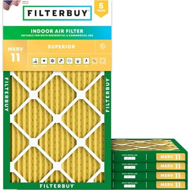 Filterbuy 18x30x1 MERV 11 Allergen Defense, Pleated HVAC AC Furnace Air Filters (5-Pack)