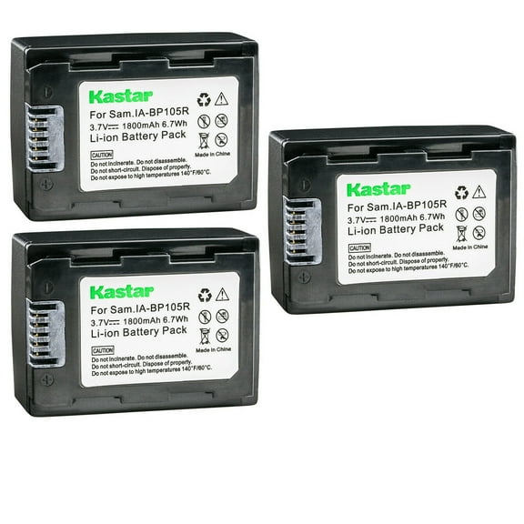 Kastar IA-BP105R Battery 3-Pack Replacement for Samsung IA-BP105R, IA-BP210R, AD43-00201A Battery, Samsung HMX-F90WN, HMX-F90WN/XAA, HMX-F900, HMX-F900BP, HMX-F900SP, HMX-F900BN, HMX-F900SN Camera