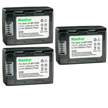 Kastar IA-BP105R Battery 3-Pack Replacement for Samsung SMX-F501  SMX-F501BN  SMX-F501BP  SMX-F530  SMX-F530BN  SMX-F530BP  SMX-F70  SMX-F70BP  SMX-F70SP  SMX-F70BN  SMX-F700  SMX-F700BP Camera