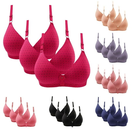Fesfesfes Bras for Women Wireless 3PC s Ladies Embroidered Glossy Comfortable Breathable Bra Underwear Bras