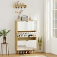 thumbnail image 2 of HOMCOM Armoire à Chaussures Étroite, Armoire de Rangement pour Chaussures à 3 Tiroirs Basculants, Blanc, 2 of 10
