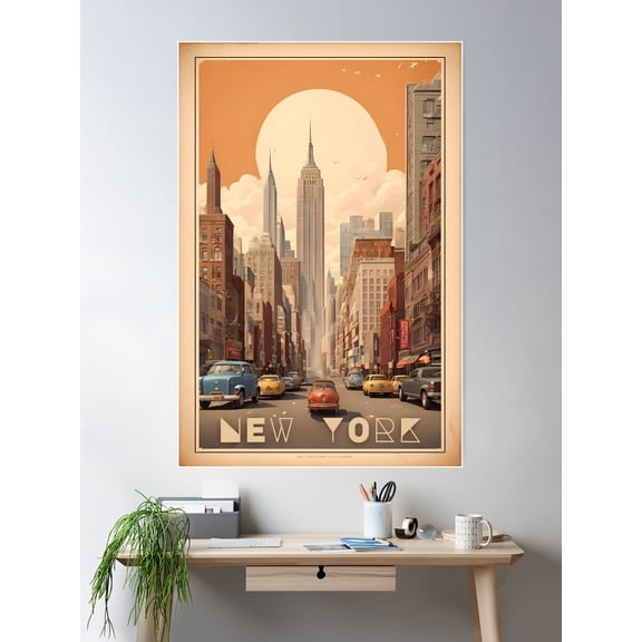 Vintage Manhattan Poster: Nostalgic Nyc Vibes Poster Wall Art, Modern Wall Decor For Living Room Bedroom, 24x36 UNFRAMED