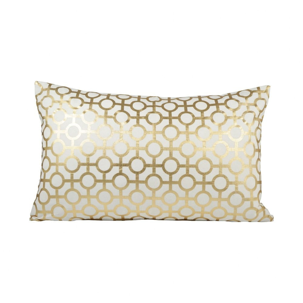 Gold Key Metric Style Lumbar Pillow Cover 16x26inch Lumbar Pillow Cover Only Gold/Snow
