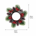 thumbnail image 2 of Set of 2 Faux Pine Cone Red Berry Candle Holder Wreath 7.87in Candle Ring for Christmas Desktop Holiday Decoration, 2 of 5