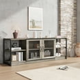 thumbnail image 2 of Huisuilinss TV Stand for 70 Inch TV, Industrial Entertainment Center with Storage and Shelves, Farmhouse TV Stand with Mesh Barn Door and Sturdy Metal Frame for Living Room, Bedroom, 2 of 8