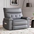 thumbnail image 1 of Bingirl 27-Inch Oversized Manual Recliner Chair for Adults: Pu Leather Lounge Chair with 1.5x Thick Foam Padding (Grey), 1 of 8