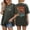 T Shirts for Women Clearance under $5 Grey, variant on Womens Rainbow Floral Graphic Oversized T Shirts Crewneck Drop Shoulder Summer Tops Boho Boyfriend Tee