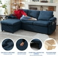 thumbnail image 3 of Sectional Sleeper Sofa L shaped Charging Couch with Usb Storage Chaise Reversible Pull Out Bed for Small Space, Blue, 3 of 11