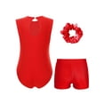 thumbnail image 2 of TiaoBug Justaucorps de Danse pour Filles avec Shorts et Couvre-Chef Gymnastique Ballet Danse Rouge 6, 2 of 5