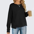 thumbnail image 4 of ZACPNCV Long Sleeve Shirts for Women Fall Tops Women's Solid Color Hooded Sweatshirt Black, 4 of 9