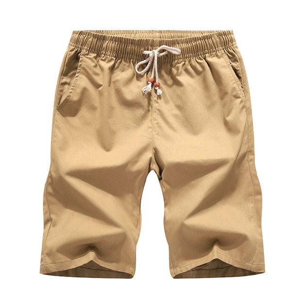 Clásico suelto casual de lino para hombres para pantalones cortos de playa de verano con cordón corto
