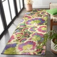 thumbnail image 3 of SAFAVIEH Barbados Stanley Floral Indoor/Outdoor Runner Rug, Black Green/Purple, 2'8" x 8', 3 of 11
