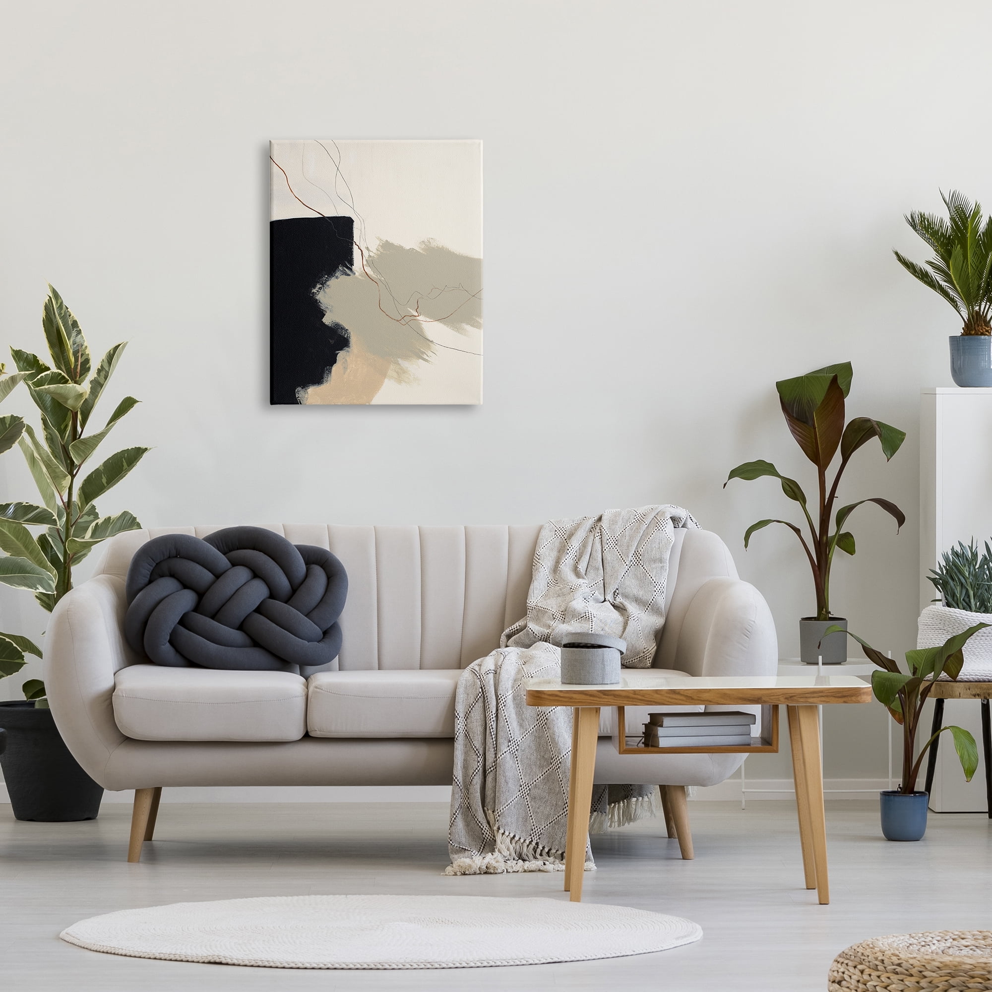 Stupell Industries Soft Paint Strokes with Line Abstract Painting Gallery Wrapped Canvas Art Print Wall Art, 24 x 30
