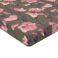 thumbnail image 4 of Ambesonne Lily Flowers Fitted Sheet, Fantasy Floral Retro, Queen Size, Indigo Pastel Pink, 4 of 5