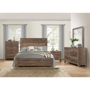 Corbin Collection Rustic Brown Queen Panel Bed with Subtle Framing