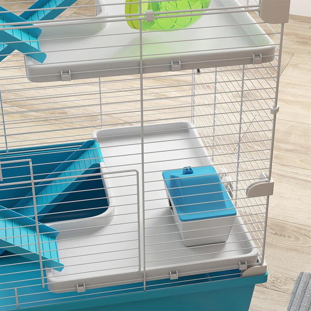 Topcobe 6 Tier Hamster Cage with Tubes and Tunnels, Hut, Wheel, Food Dish, Water Bottle, Ramps, for Dwarf & Gerbil, Indoor Outdoor Pet Shelter, Small Animal Habitat, Light Blue