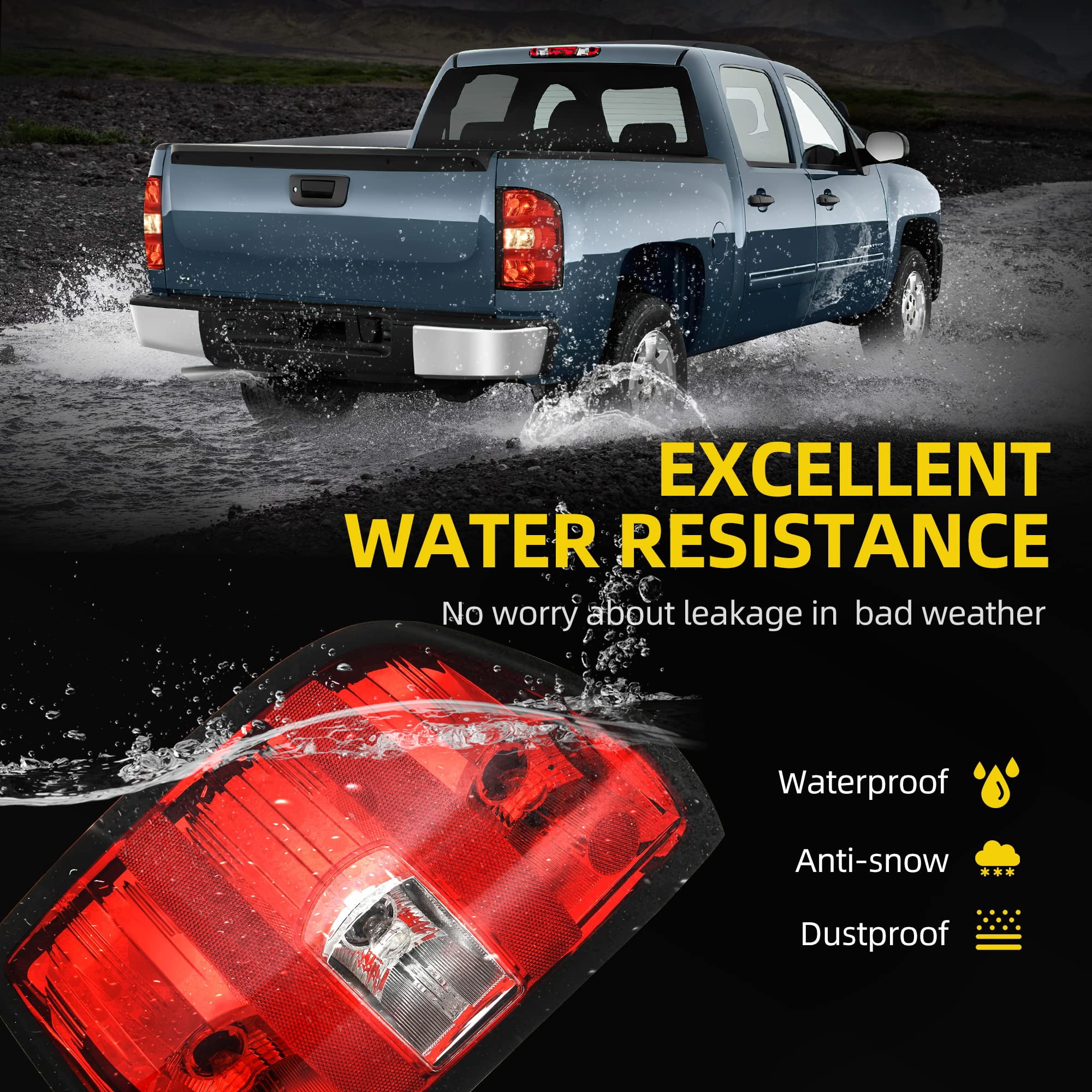 RVNI For 2007-2013 Chevy Silverado 1500 2500HD 3500HD Tail Lights Replacement Lamps