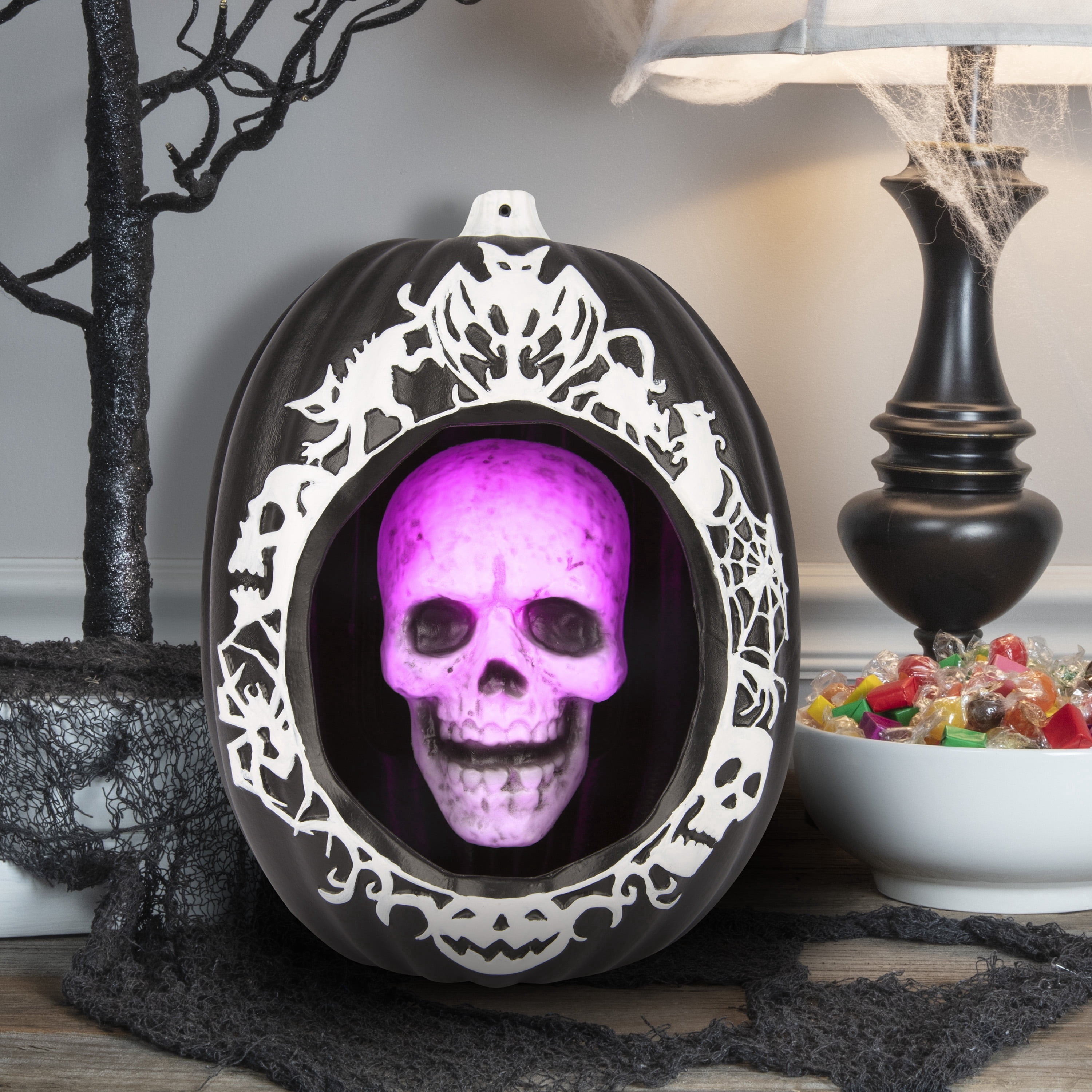 Light-Up Diorama Pumpkin with Skull Decoration, Multicolor, 13.1", Halloween by Way To Celebrate