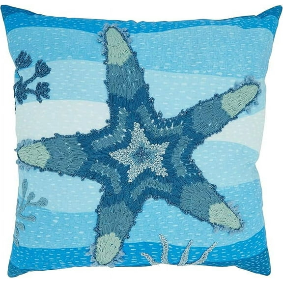 Outdoor Embroidered Starfish Pillow Cover