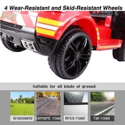 TOBBI-TOYS 12V Electric Kids Ride on Police Toy Car with Remote Control, Real Megaphone, Siren,Bluetooth, Red