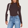 thumbnail image 5 of Nestiefly Womens Turtleneck Tops Long Sleeve Lightweight Stretchy Fit Shirts Winter Thermal Base Layer Undershirt Coffee 2XL, 5 of 8