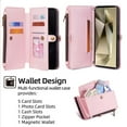 thumbnail image 3 of for Samsung Galaxy S25 Plus Case Wallet with Card Holder Zipper Bills Slot, Soft PU Leather Detachable Shoulder Strap and Wrist Strap Kickstand for Samsung Galaxy S25 Plus Rugged Cover, Pink, 3 of 8