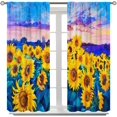 thumbnail image 2 of Sunflower Blackout Curtains, Retro Sunflower Flower Field Oil Painting Art Rustic Print Rod Pocket Window Treatments Drapes for Kitchen Living Room Playroom42x54in, 2 of 6