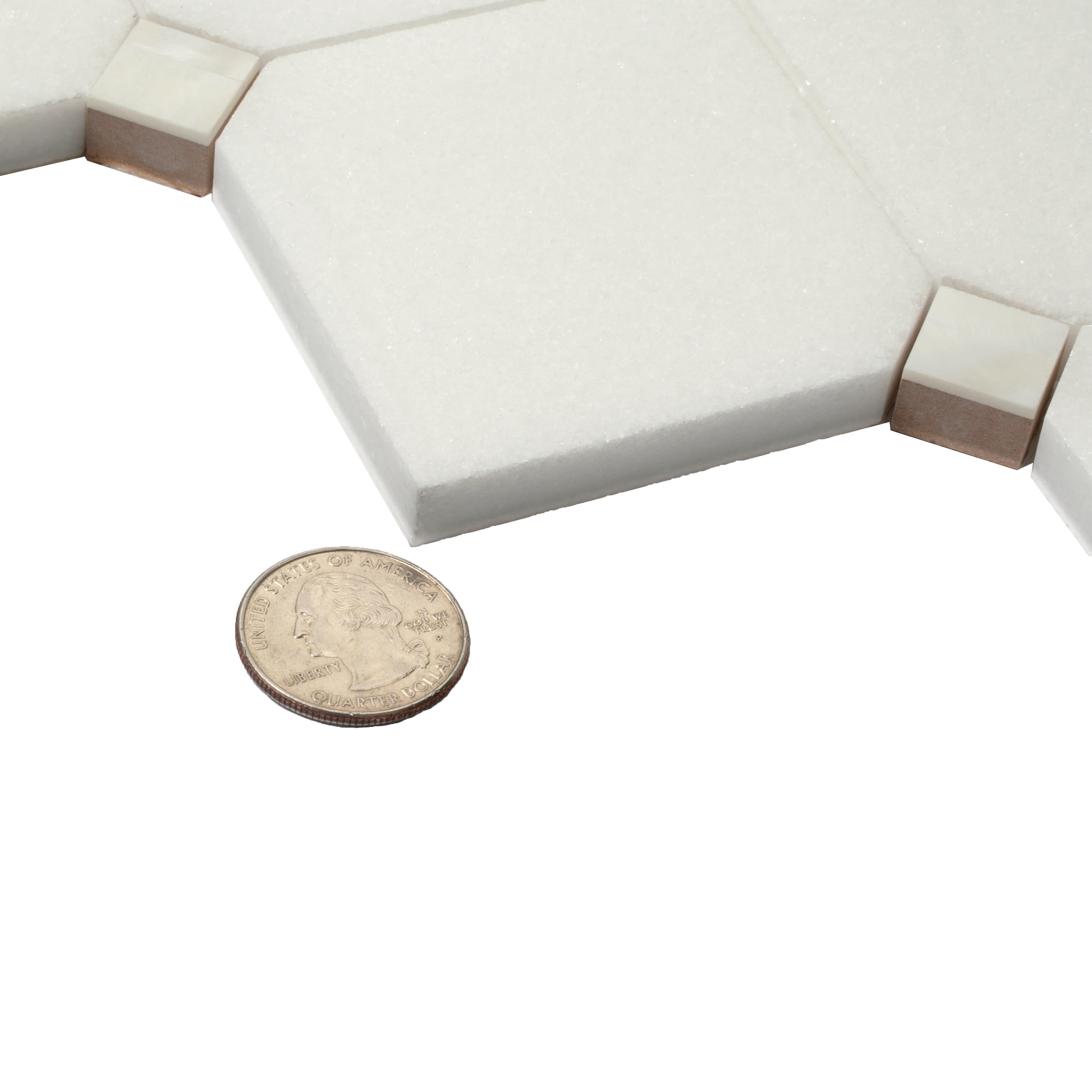 5 pack Pearl White 11.4-in. x 11.4-in. Polished Thassos and Shell Mosaic Floor and Wall Tile (5.28 sq. ft./Case)