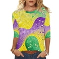 thumbnail image 2 of Ladies Mardi Gras Tops Funny Graphic Crew Neck Tee Shirts Lightweight 3/4 Sleeve New-Orleans Party Pullover Soft Fat Tuesday Outfits 2026, 2 of 7