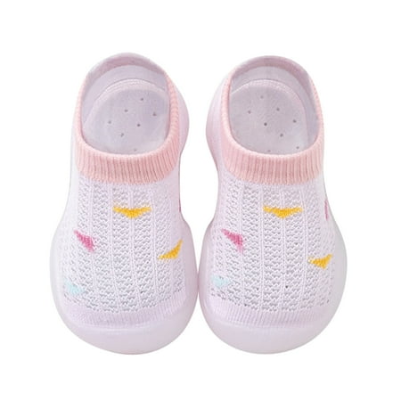 Shoes For Boys Breathable Mesh The Floor Non Slip Toddler Sneakers Pink 0 Months-6 Months